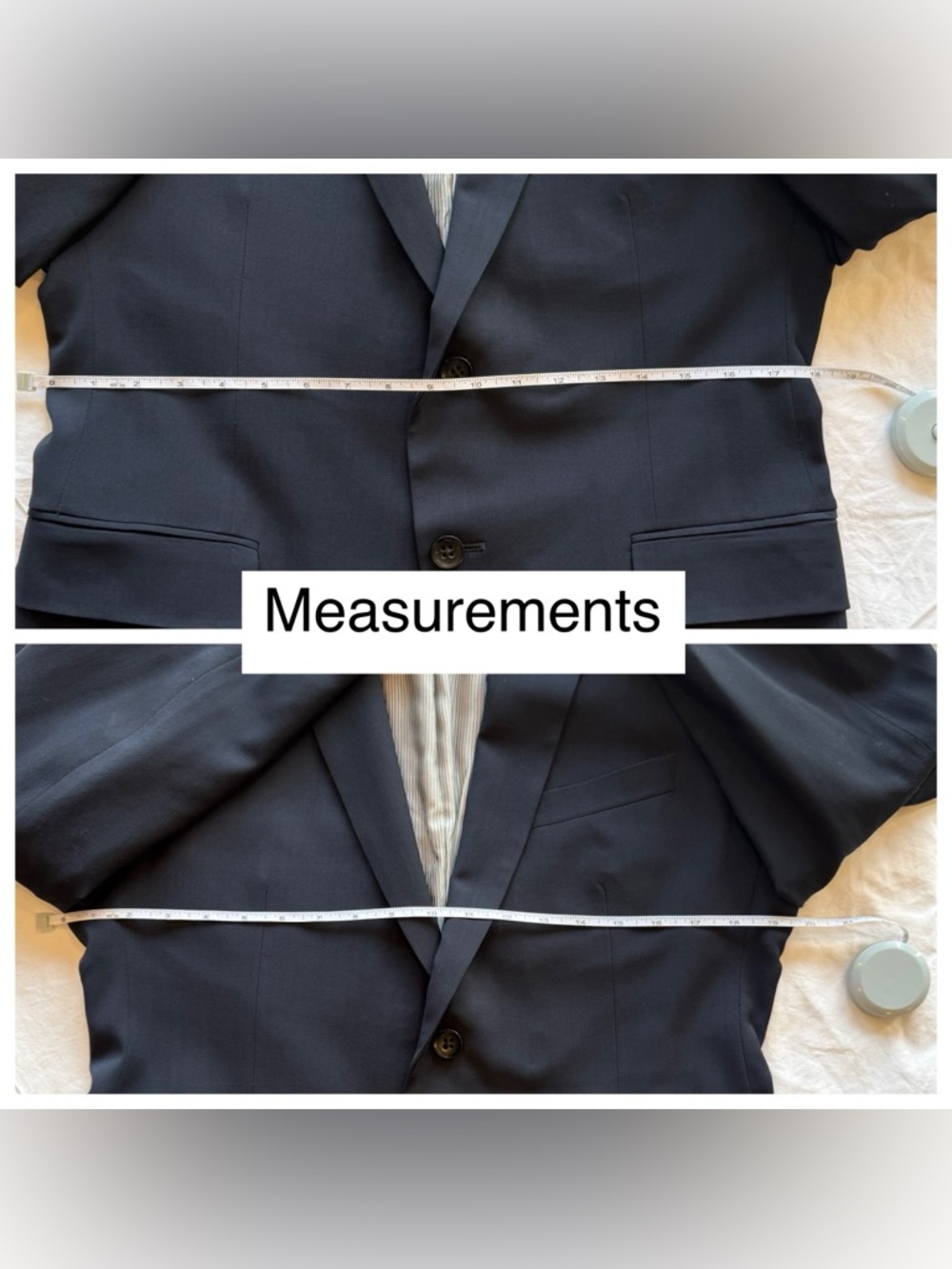 Banana Republic Tailored Fit Navy Wool Suit 42S + 33x30 Pants (Cerruti Fabric) - Picture 3 of 10